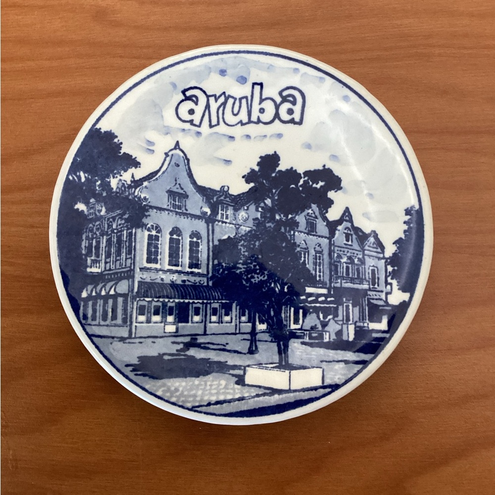 New Aruba Small Decorative Plate Blue White Ceramic